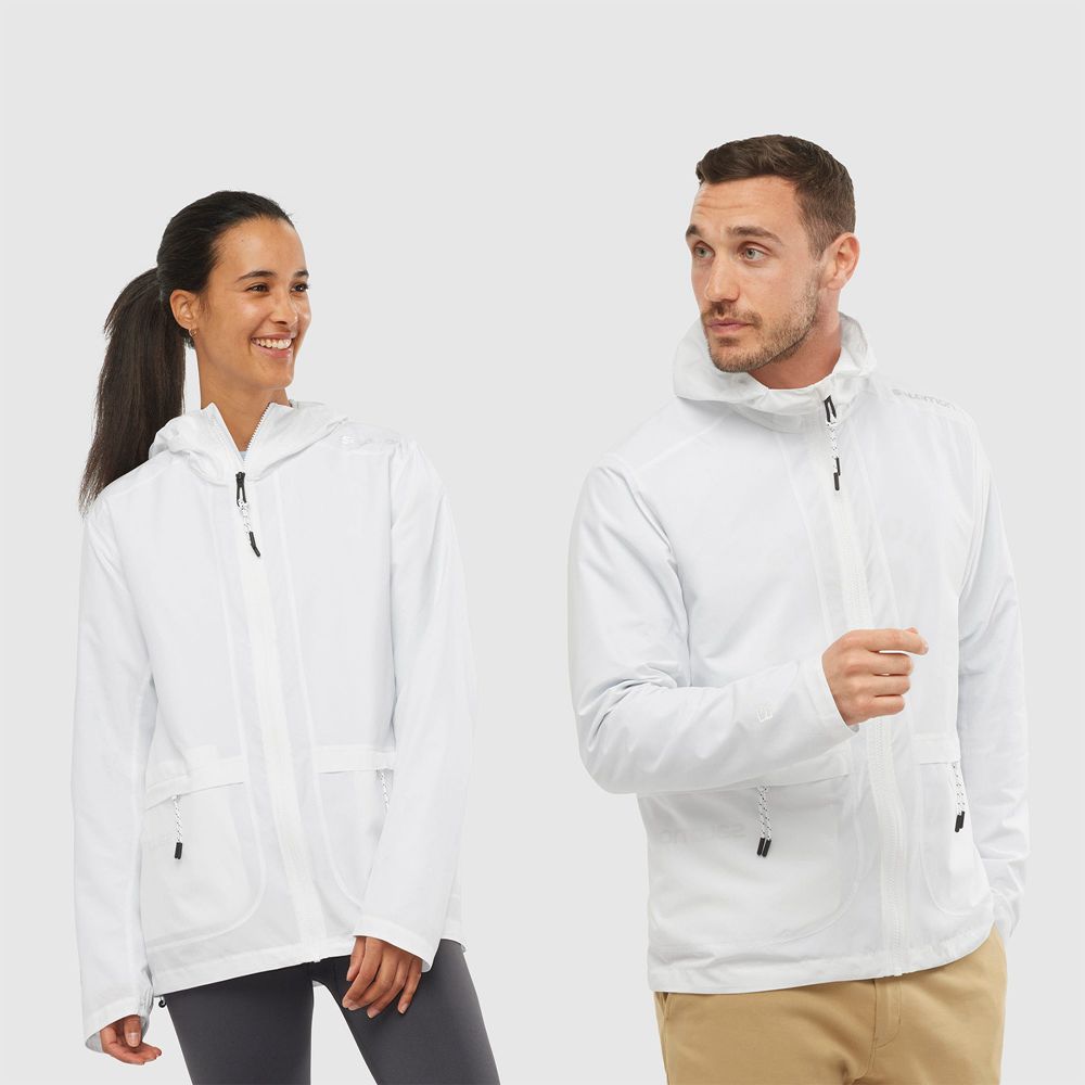 Salomon Singapore Mens Wind Breakers - OUTLIFE PACKABLE SHELL U White | 82367-VTBU